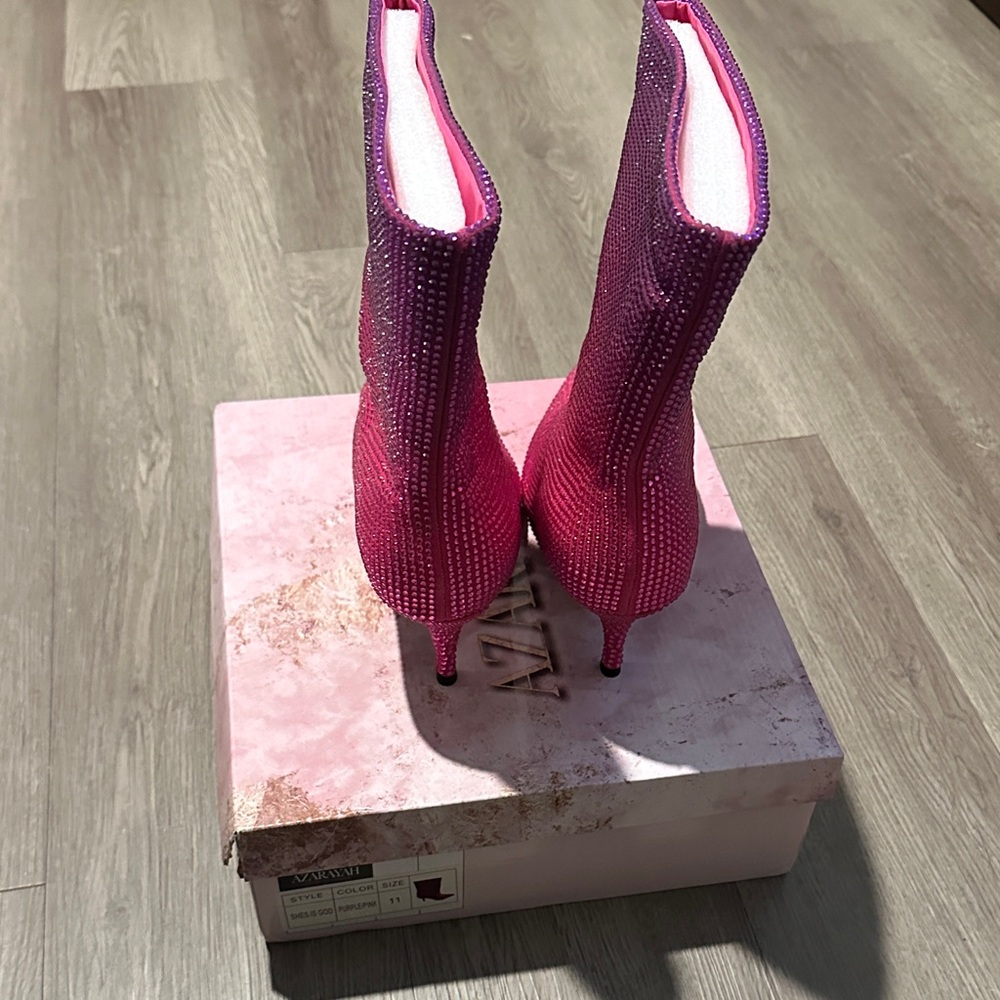 Pink Sparkle Heeled Boots - Picture 3 of 5